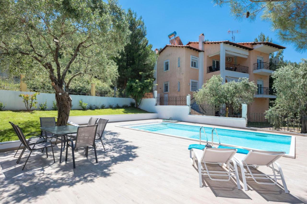 Louloudis Pool Villa Szkála Rahoníu Kültér fotó