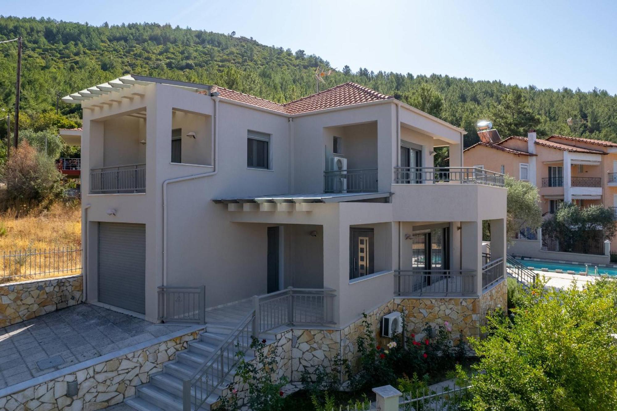 Louloudis Pool Villa Szkála Rahoníu Kültér fotó